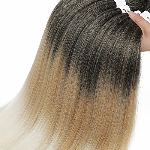 MIYPMUNS 36 Inch Pre Stretched Ombre Braiding Hair Extensions 8 Packs Brown Blonde Synthetic Fiber for Women