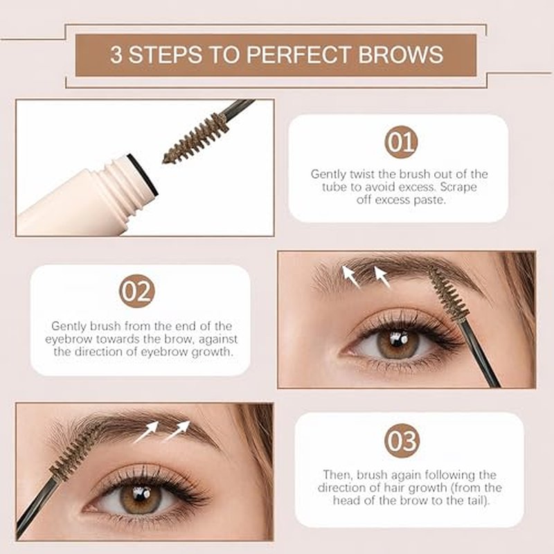 Brocharm Brow Gel Waterproof for Soft Ful Brows Eyebrow Tint Eye Brow Gel Smudge-Proof, Long Lasting Definition, Vegan & Cruelty Free (01 Olive Brown, 1 Count (Pack of 1))