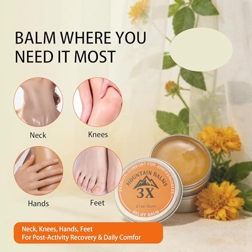 Mountain 3X Relief Balm, for Neck, Hands & Feet with Organic Arnica & Camphor, Fast-Absorbing, Non-Greasy ? 2.1 OZ £¨1pc£©