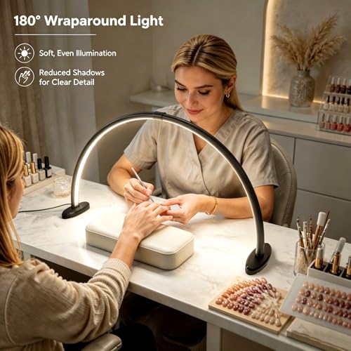 Black 23 Inch Detachable Foldable LED Nail Desk Lamp - 3 Modes, Stepless Dimming
