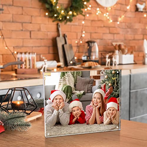 TWING 8x10 Acrylic Picture Frame Set - 5 Pack, Thicker Frameless Clear Displays