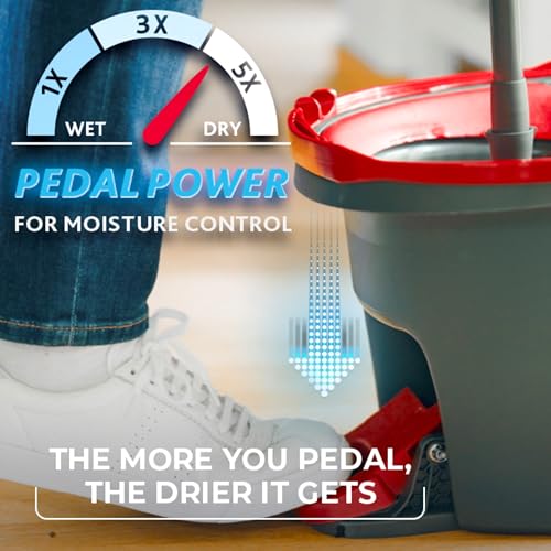 Spin Mop Bucket with 3 Extra Refill - Microfiber Floor Cleaning System, Hands-Free Wringing