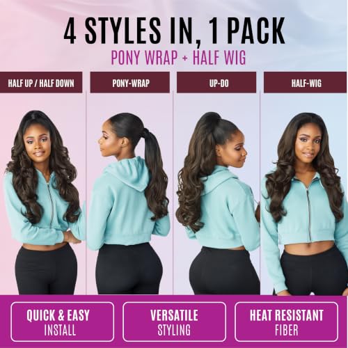Sensationnel Instant Updown Half Wig & Ponytail Set - Dark Brown