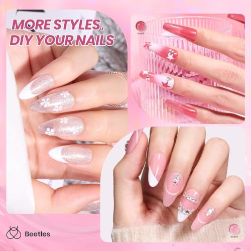 Beetles Nude Pink Gel Nail Polish Set - 20 Colors with Rhinestones & Top Coats (Variation: E - Nude Pink Brown)