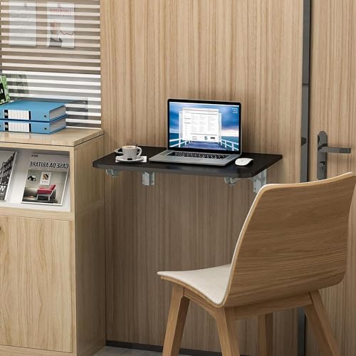 Black Wall Mounted Folding Table - 31.5x19.7 Inches Space-Saving Desk & Dining Surface