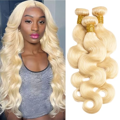 613 Blonde Human Hair Bundles 18-32 Inch Body Wave Virgin Brazilian Weave