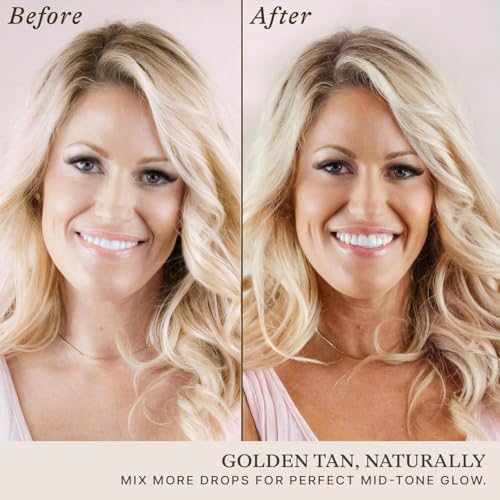 Self Tanning Drops - USA Made with Natural & Organic Ingredients, Medium Face Tanning Drops to Add to Lotion, Moisturizing Bronzing Tanner for Face & Body, Toxin Free Tanner for Fake Tan