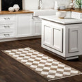 NuLOOM Meline Checkered Fringe Area Rug - 2'6 x 13' Beige Blue Ivory High Traffic