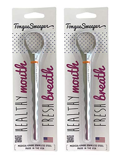 Stainless Steel Tongue Cleaner Set - Medical Grade, Wide Cleaning Head, Dishwasher Safe