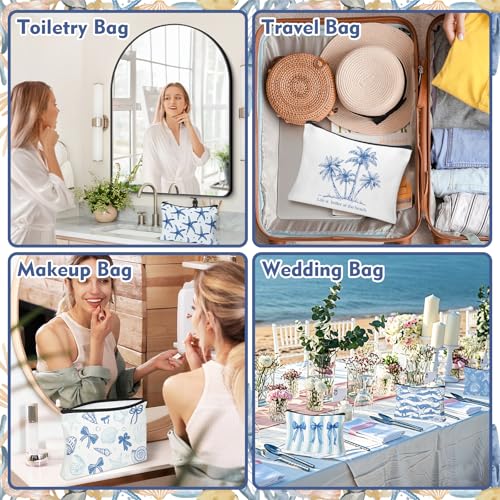 Ocean Variation Coastal Makeup Bags 30 Pack Blue Seashell & Bow Cosmetic Pouches