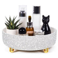 Honeydak 1 Tier Rotating Perfume Organizer Tray with Rhinestones - White