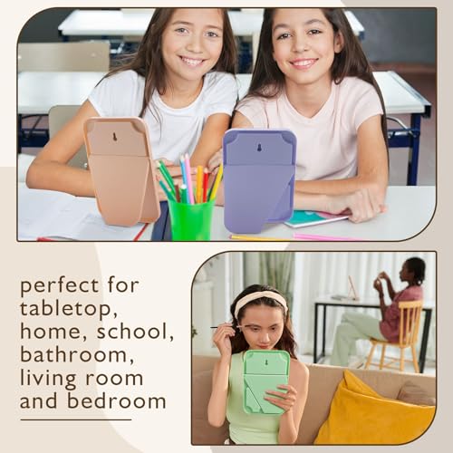 Portable Tabletop Makeup Mirror with Stand - 8x5 Inch, 6 Colors, Light Colors Variation