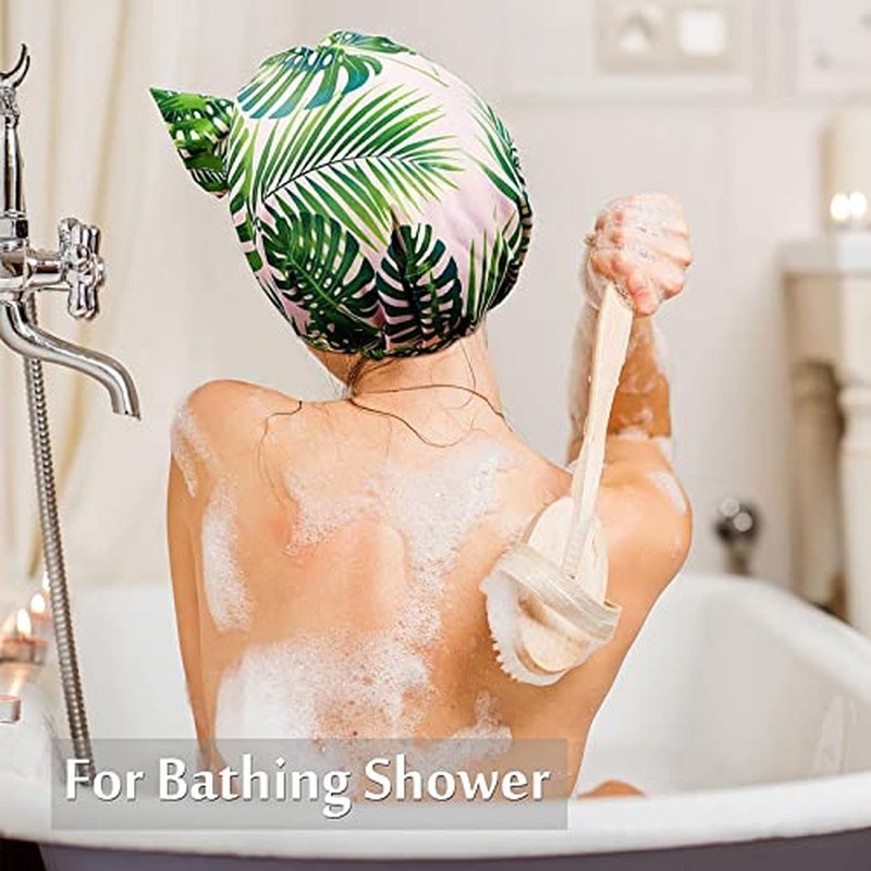 4 Pcs Shower Caps for Women, Waterproof Reusable Shower Hair Caps Bowknot Satin Bath Hair Caps Elastic Hem Turban Shower Bath Caps for Long Short Curly Hair Women Girls (Dot)