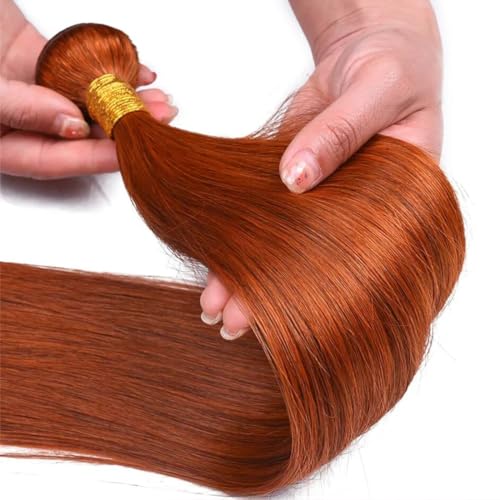 Orange 350# Straight Wave Human Hair Bundles - 18 Inch Brazilian Virgin Hair, 3 Pack