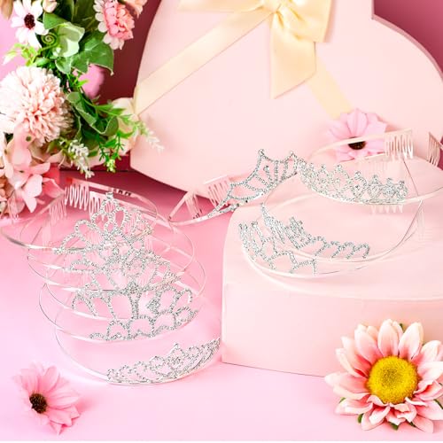 Silver Crystal Tiara for Women Bulk Rhinestone Queen Headband with Comb - Cute Style