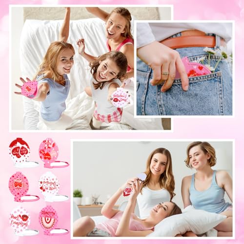 Namalu 36 Pcs Galentine's Day Pink Mini Compact Mirrors Gifts Bulk for Women Portable Round Pocket Makeup Mirror Gift for Xmas Purse Party Favors