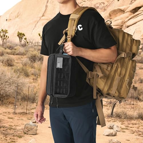 PAVILIA Tactical Toiletry Bag XL Water-Resistant Military Organizer Black