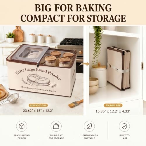 XL Foldable Bread Proofing Box for Sourdough and Bulk Baking 23.6"
