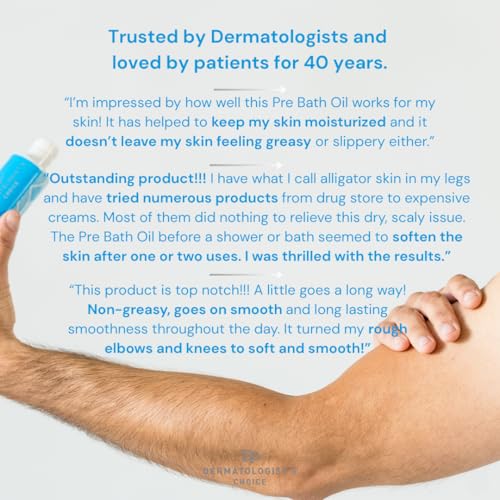 Dermatologist's Choice Pre-Bath Oil, Fragrance-Free Precleansing Treatment For Very Dry, Sensitive, and Eczema-Prone Skin, Supports Healthy Skin Barrier Function