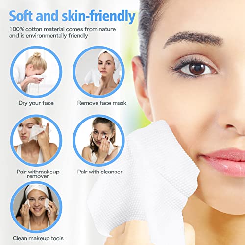 Disposable Face Towels 300 Count Pack - Thick Ultra Soft Cotton Wipes for Skin Care & Makeup Removal, Variation of 100 Count (Pack of 3)