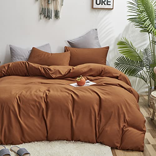 California King Pumpkin Comforter Set - Rust Terracotta Bedding, 3 Pieces, Halloween Decor