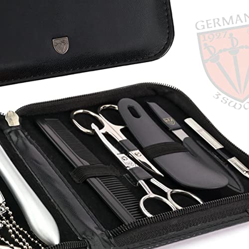 12-Piece Manicure Pedicure Nail Care Kit with Leather Case, German Quality