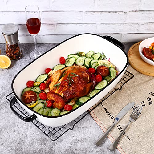 Large Rectangular Baking Dish 16x11 Inches - 6 Qt Ceramic Casserole Pan - White - Variation of THIS listing