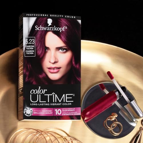 Schwarzkopf Color Ultime 5.23 Charcoal Fuchsia Hair Dye, Permanent Intense Red with Diamond Brilliance, Fade-Resistant, Covers Grays, All Hair Textures