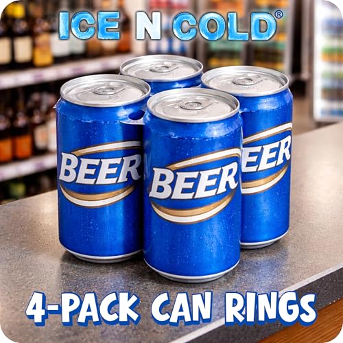 Ice N Cold 4-Pack Beer & Soda Can Rings - 1000 Count Roll, Universal Fit