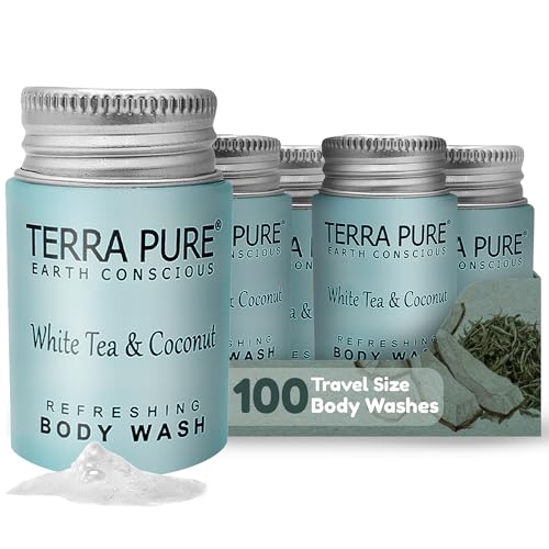 Travel Size Body Wash 1 oz Pack of 100 - White Tea & Coconut Hotel Toiletries