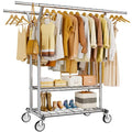 Heavy Duty Rolling Clothes Rack 620 LBS Capacity - Silver Large