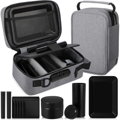 Large Storage Bag with Combination Lock Portable Large Capacity Security Storage Bag Travel Organization Case with Tray Container Jar Tubes Seal Pouches for Home Travel Accessories(Gray)
