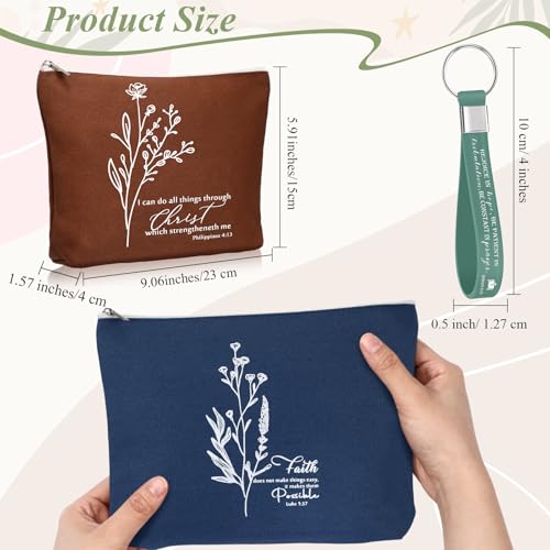 Boho Color Christian Gift Set - Inspirational Bible Keychains & Makeup Bags, 40pcs