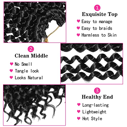 Ubeleco Passion Twist Hair 24 Inch Water Wave Crochet Hair - 7 Packs, 154 Strands, 1B
