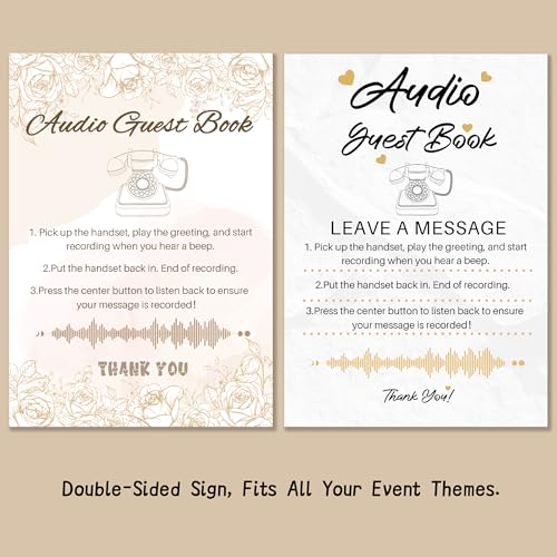 FiayaCom Audio Guest Book Wedding Phone with One-Touch Playback & Adjustable Volume (White S)