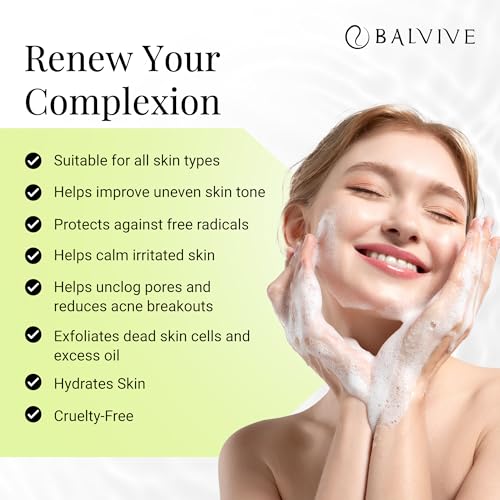 Foaming Facial Cleanser with Salicylic Acid, Glycolic Acid & Lactic Acid & Green Tea Extract? Face Wash for Acne, Oily & Sensitive Skin ? Makeup Remover & Pore-Cleansing Skincare 6.7 fl oz