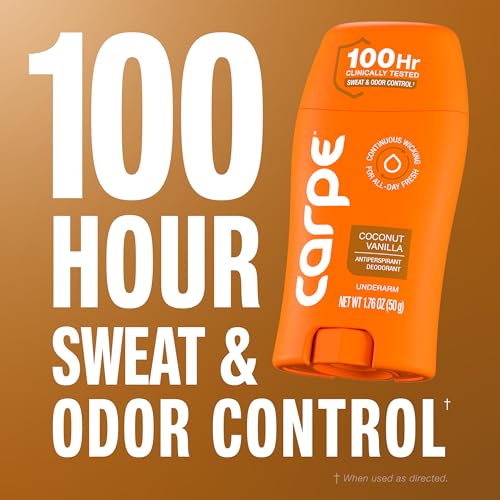 Carpe 100-Hour Antiperspirant Deodorant for Women - Coconut Vanilla, 1.76oz Pack of 2