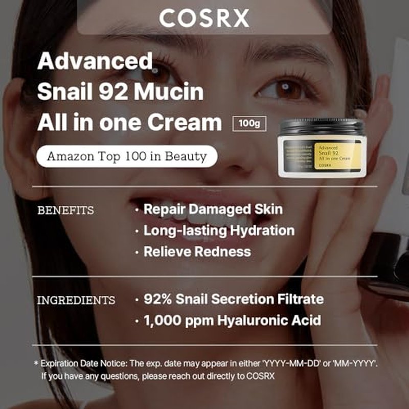 COSRX Moisture Booster - Snail Mucin 92% Moisturizer + 6X Peptide Collagen Booster Toner Serum