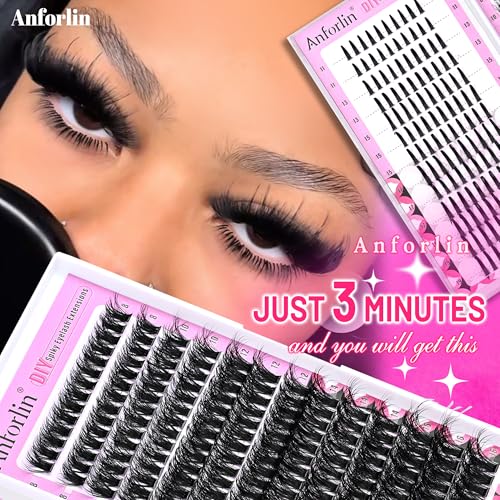 Spiky Volume Lash Extension 312pcs 100D Lash Clusters with Lash Spikes 8-19mm Mega Thick Eyelash Extensions Wispy Lash Clusters DIY Spiky Lash Extension D Curly Individual Lashes Clusters by Anforlin