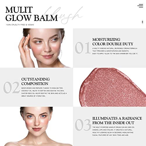 bayfree Cream Blush for Cheeks Radiant Finish, Hydrating, Creamy, Lightweight & Blendable Color, Vegan & Smooth Lip Color Balm, Hydrating Vitamin E