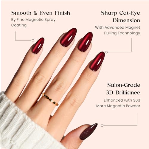 Beetles Galaxy Cat Eye Nails Kit - Medium Almond Press On Nails, 7 Colors, 224Pcs