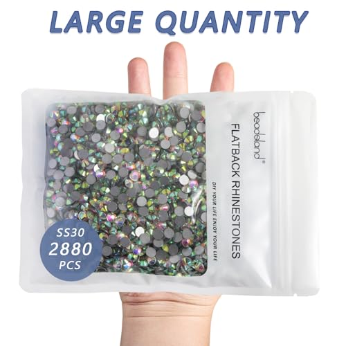 Crystal AB Flat Back Rhinestones Bulk SS30 2880pcs for Crafts Nails & Decor - Beadsland