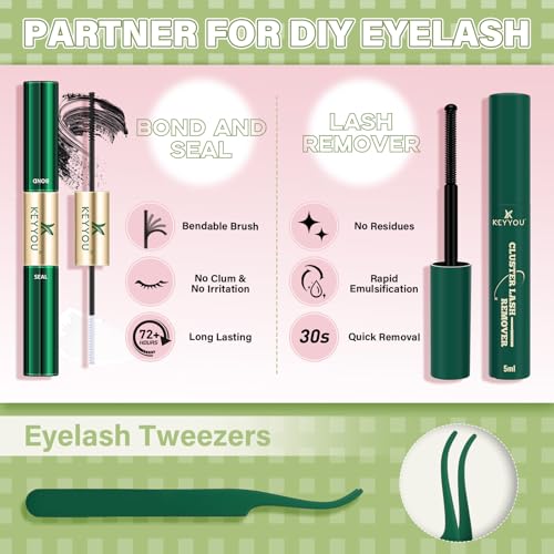 KEYYOU Fairy Lash Clusters Kit Wispy Natural Eyelash Extensions - D-8-18 Mix Variation