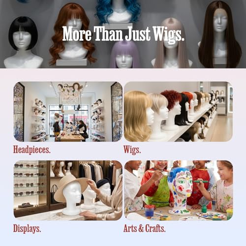 11.4-Inch White Styrofoam Mannequin Head for Wigs & Display 2 Pack - Salon Use