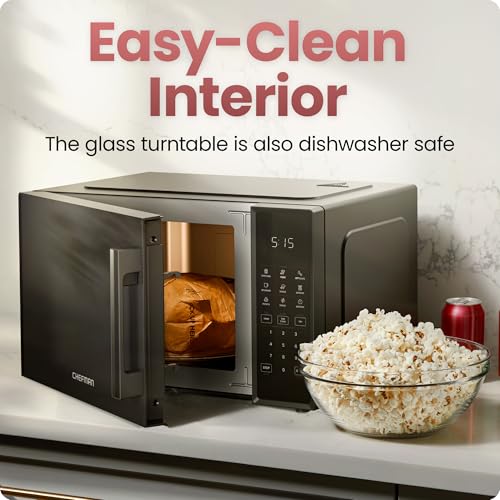 Countertop Microwave Oven 0.9 Cu. Ft., 900W, 10 Power Levels, 6 Presets, Black - Compact & Modern