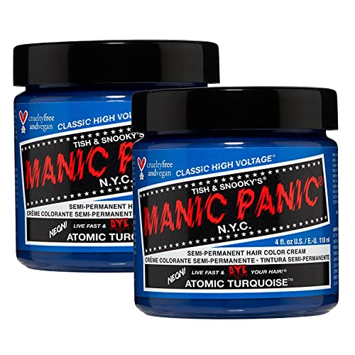 Semi Permanent Hair Dye - Vibrant Blue Atomic Turquoise 4 oz 2 Pack