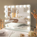 Vanity Mirror with Lights, Lighted Makeup Mirror with 15 Dimmable LED Bulbs, Hollywood Mirrors with USB Port, Detachable 10X Magnification, 3 Lighting Modes (22.8" L x 18.1" W)