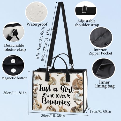 LEVLO Funny Bunny Cosmetic Bag Animal Lover Gift Just A Girl Who Loves Bunnies Makeup Zipper Pouch Bag Bunny Lover Gift For Women Girls (Loves Bunnies LT)