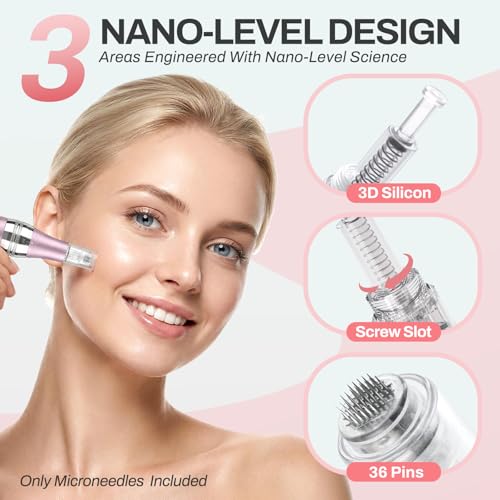 Microneedle Pen Cartridges 0.25mm - 12 Pack for Home Facial & Scalp Treatment