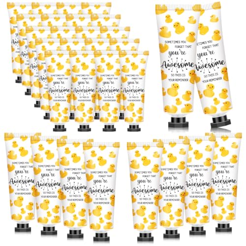 Dimsile 24 Pack Mini Duck Hand Cream Gifts - Moisturizing Skin Care & Motivational Quotes